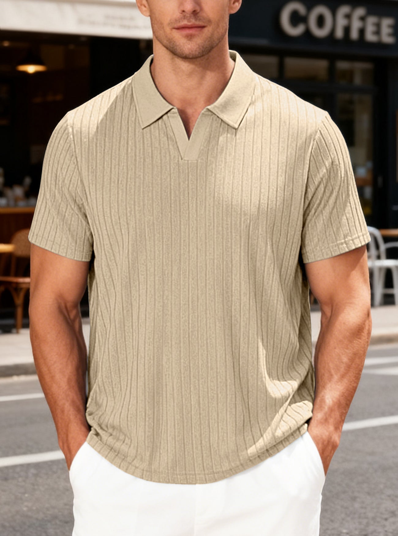 Herren Poloshirt Strukturiertes Muster Modern
