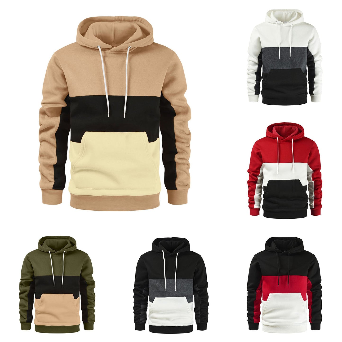 Herren Kapuzenpullover Modern Farbblock Design Trendy - BerlinGlamour