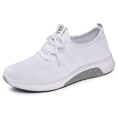 Damen Sneaker Bequem Atmungsaktiv Elastisch Schnüren
