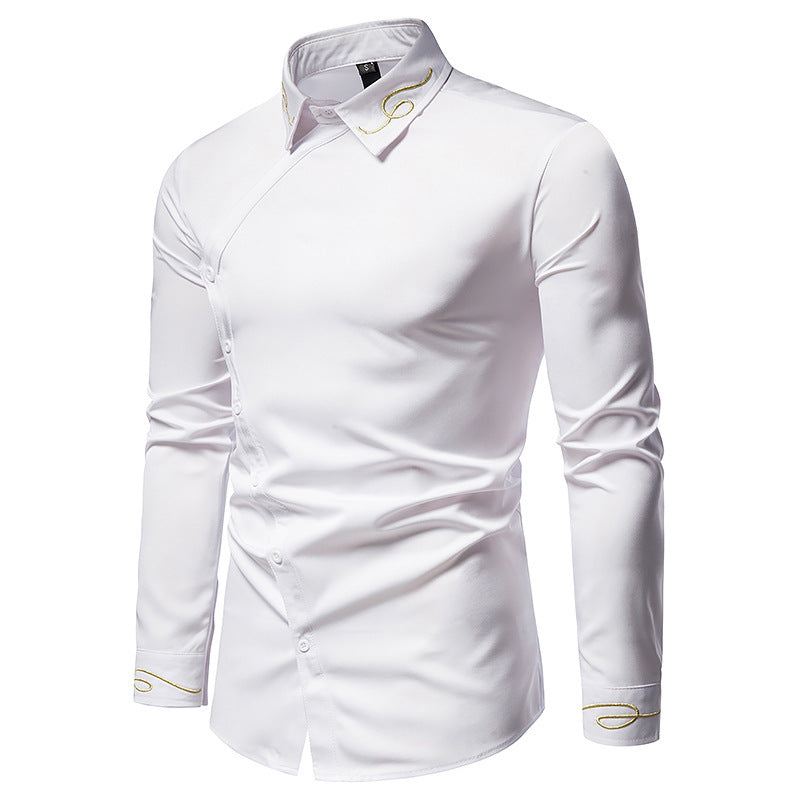 Herren Hemd Langarm Elegantes Asymmetrisch Knöpfe Modern