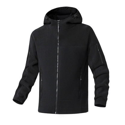 Herren Fleecejacke Wasserdicht mit Kapuze und Reißverschlusstaschen