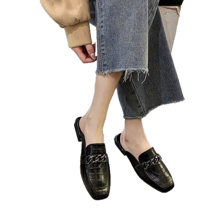 Elegante Damen Slingback Schuhe mit Ketten Detail