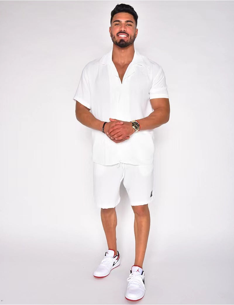 Herren Hemd Kurzarm Button Down Modern Set - BerlinGlamour