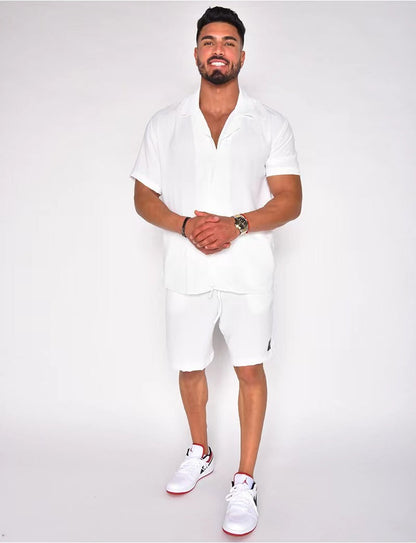 Herren Hemd Kurzarm Button Down Modern Set - BerlinGlamour