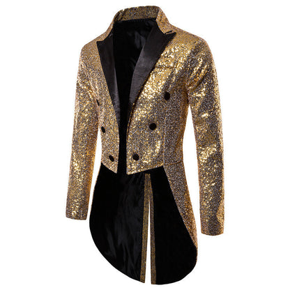 Herren Blazer Elegant Pailletten Asymmetrisch Modern