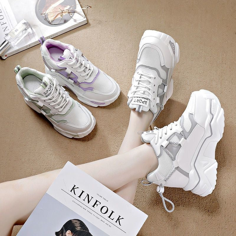 Damen Plateau Sneaker Atmungsaktiv Mesh Obermaterial Komfortabel