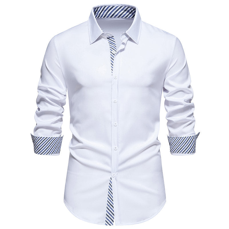 Herren Langarmhemd Modern Kontrast Design Schwarz Weiß