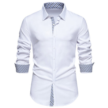 Herren Langarmhemd Modern Kontrast Design Schwarz Weiß