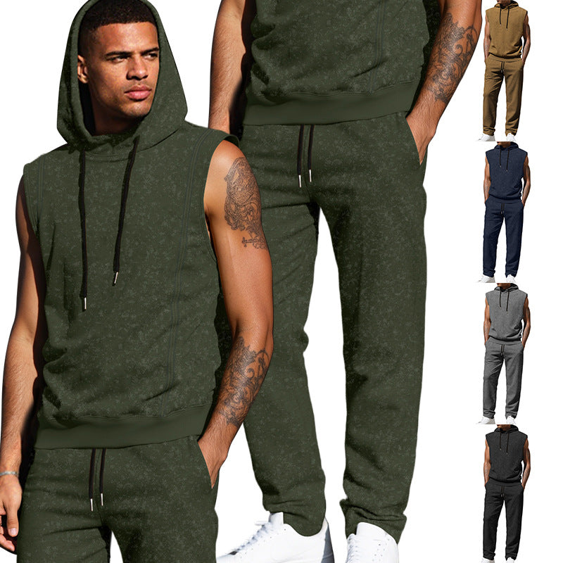 Herren Sportset Ärmellos Hoodie Jogginghose Bequem - BerlinGlamour