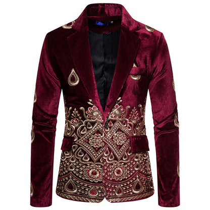 Maßgeschneiderter Samt Blazer Herren Elegant Schwarzer Anzug