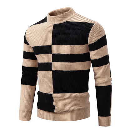 Herren Rollkragenpullover Strukturiert Modern Grau