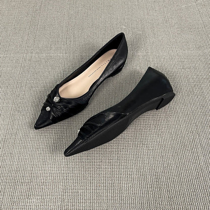 Damen Ballerinas Elegante Spitze Schnürsenkel Schwarz