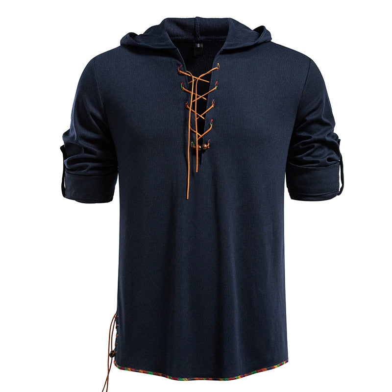 Herren Hoodie Lässig mit Schnürung Modern