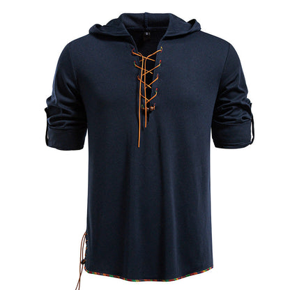 Herren Hoodie Lässig mit Schnürung Modern