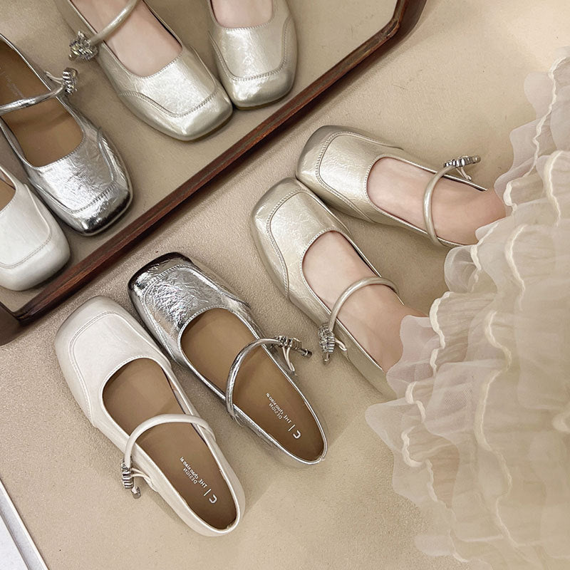 Ballerinas Damen Schmuckdetail Elegante Riemchen Schuhe - BerlinGlamour
