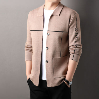 Herren Strickjacke Modisch Hochkragen Elegante Knöpfe