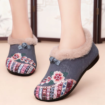 Damen Hausschuhe Blumenmuster Plüsch Warm