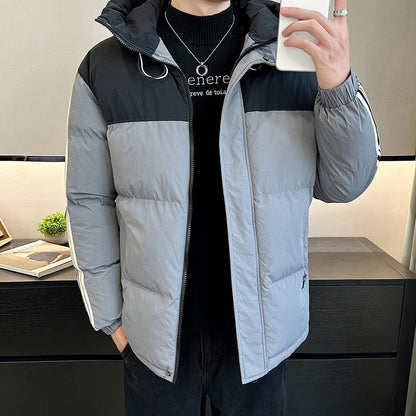 Herren Steppjacke Warm Verstellbare Kapuze Modern