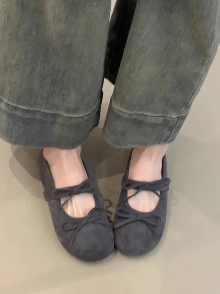 Damen Ballerinas Schleifen Design Bequem Komfort