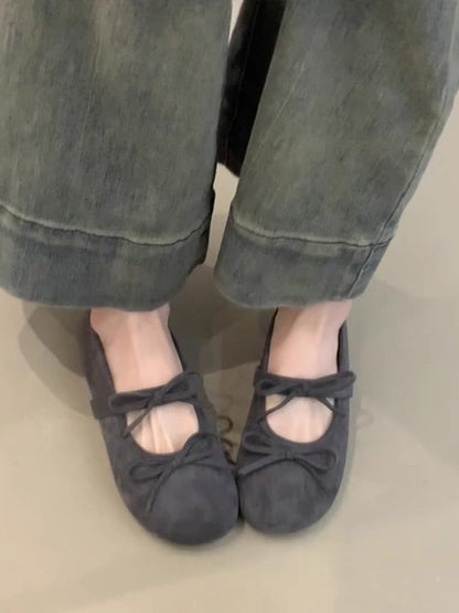 Damen Ballerinas Schleifen Design Bequem Komfort