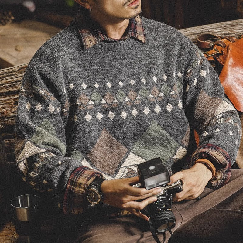 Herren Pullover Modern Geometrisches Muster Lässig