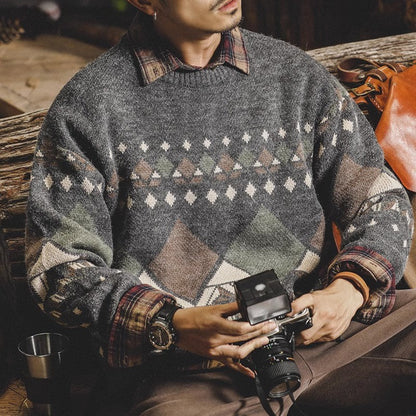 Herren Pullover Modern Geometrisches Muster Lässig