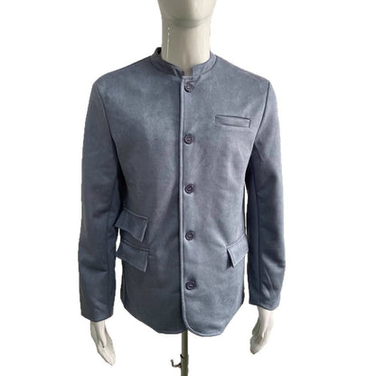 Herren Lederjacke Modern Wildleder Schwarz Elegant