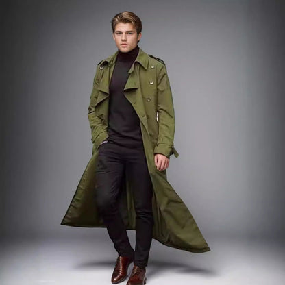 Herren Trenchcoat Lang Moderner Schnitt Praktisch Wasserabweisend