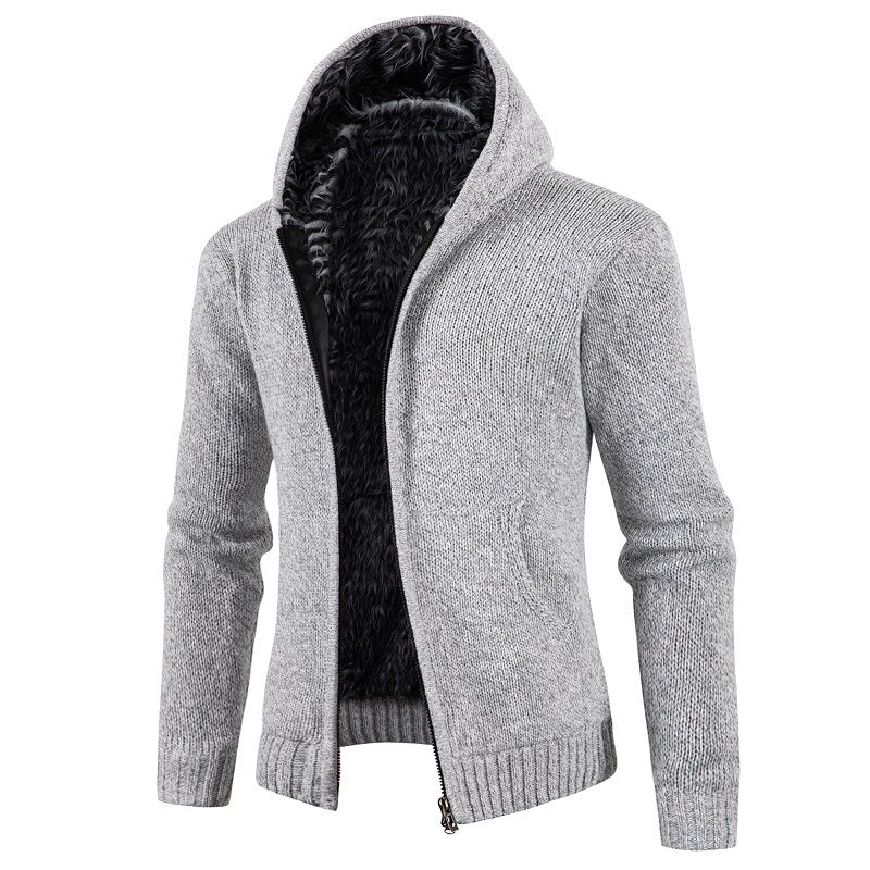 Herren Strickjacke Kapuze Weich Innerfutter Übergröße