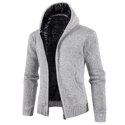 Herren Strickjacke Kapuze Weich Innerfutter Übergröße