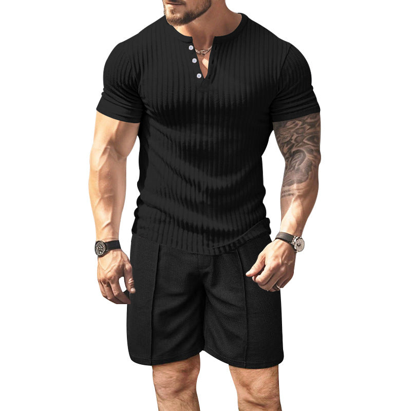 Herren Kurzarm T-Shirt Struktur Optik Berlin Style