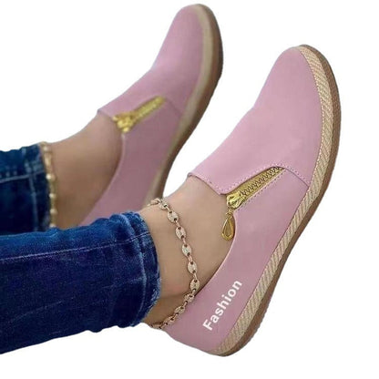 Damen Sneaker modisch Slip-On mit Reißverschluss Elegant