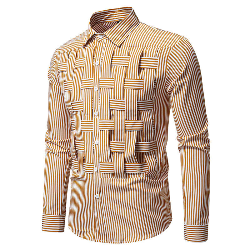 Herren Langarmhemd Streifenmuster Modern Slim Fit