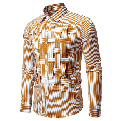 Herren Langarmhemd Streifenmuster Modern Slim Fit