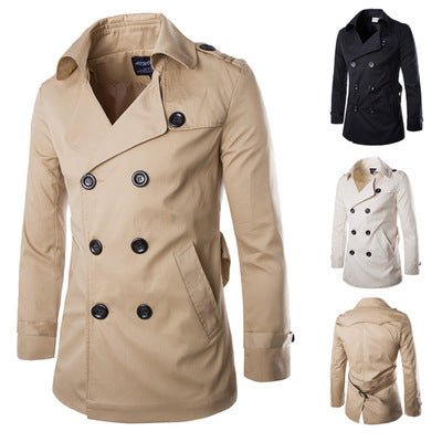 Herren Trenchcoat Eleganter Wasserabweisend Mit Taschen - BerlinGlamour