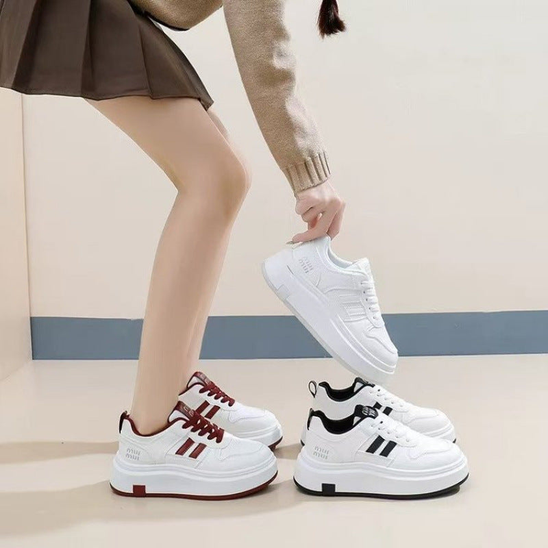 Damen Sneaker Laufsohle Dick Atmungsaktiv Sportlich