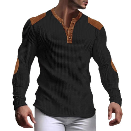 Herren Langarmshirt Modern mit Kontraststreifen und Strukturoptik