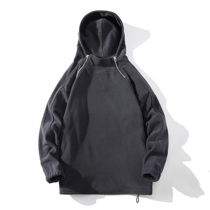 Herren Fleece Hoodie Reißverschluss Hoher Kragen Warm
