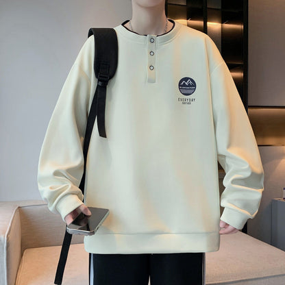 Herren Pullover Langarm Lässig mit Knopf Berlin Style