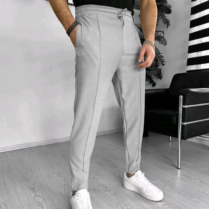 Herren Hose Modern Elastisch Strukturiert Hochbund