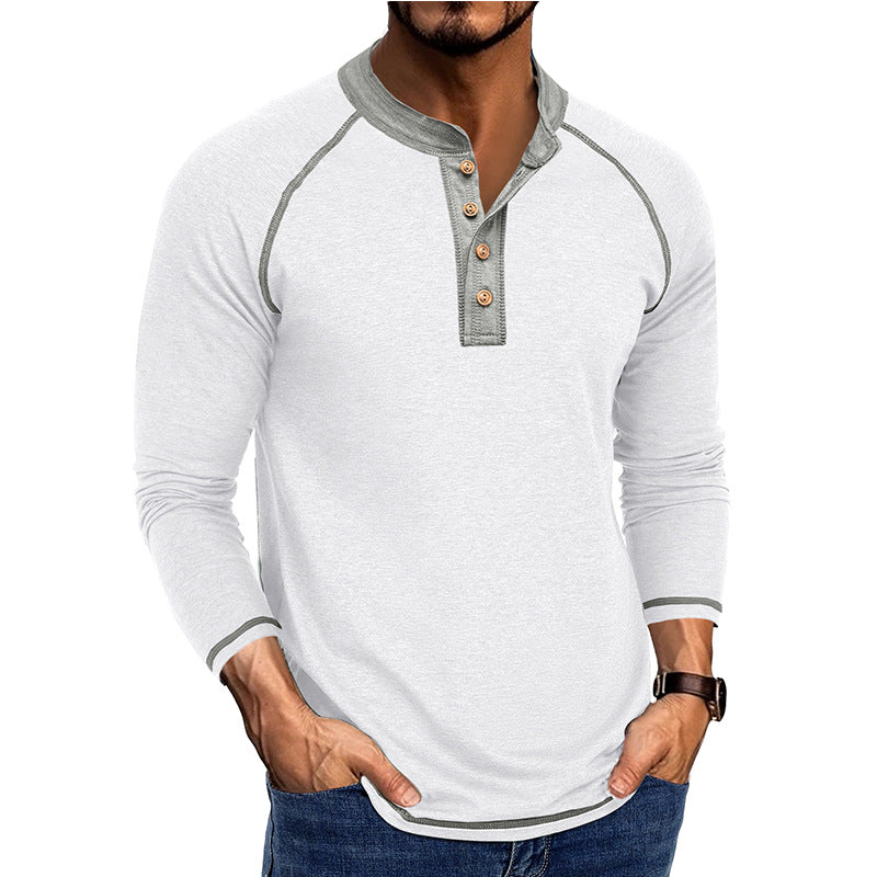 Herren Langarmshirt Modern mit Knopf Detail Elegant