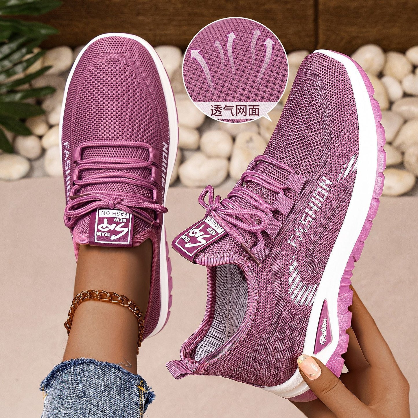 Damen Sport Sneaker Atmungsaktiv Bequem Laufschuhe