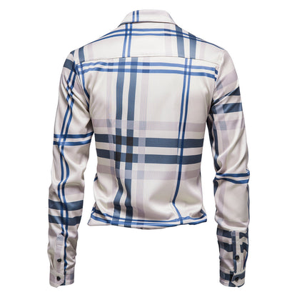 Herren Hemd Langarm Karomuster Modern Baumwolle