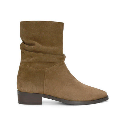 Damen Stiefeletten Bequem Blockabsatz Modisch Gerafft