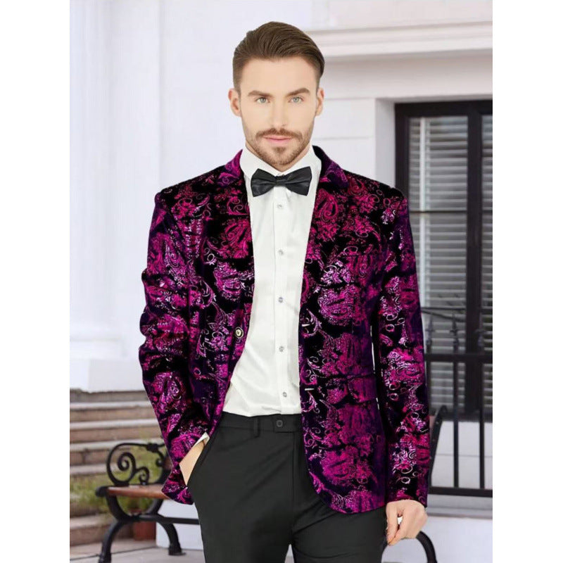 Herren Blazer Samt mit Floralmuster Elegant