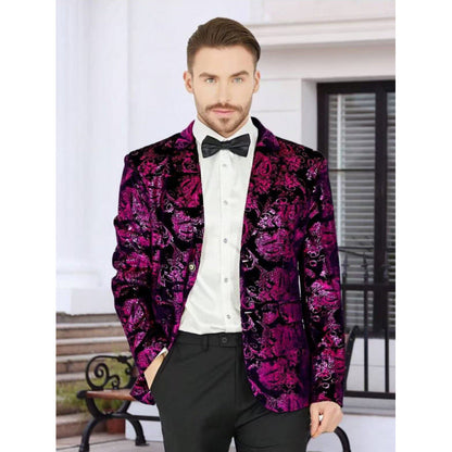 Herren Blazer Samt mit Floralmuster Elegant