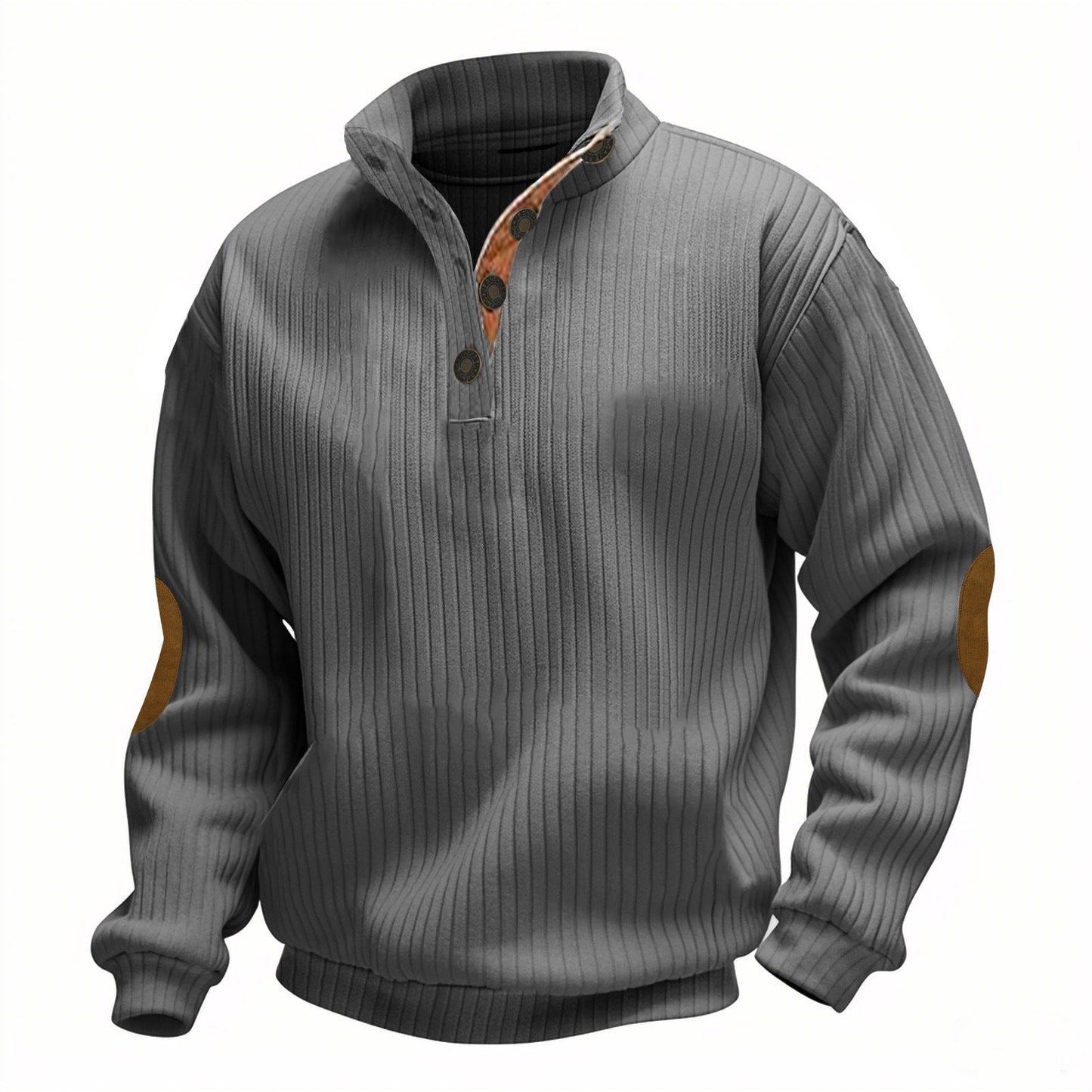 Herren Pulli Eleganter Stehkragen Modern Kontrastdetails