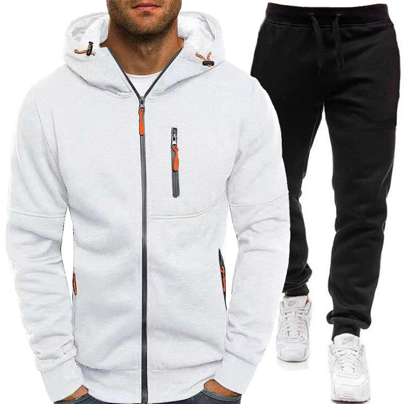 Herren Sportjacke Zip-Hoodie mit Reißverschlusstaschen Modern