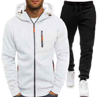 Herren Sportjacke Zip-Hoodie mit Reißverschlusstaschen Modern