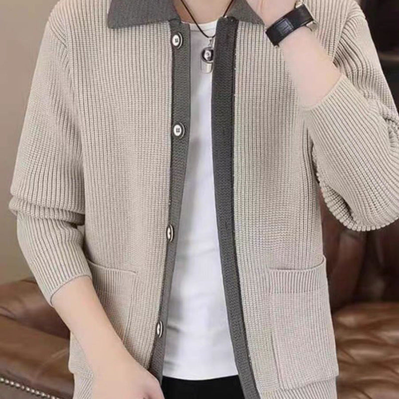 Herren Strickjacke Modern Button Up Design Schwarz